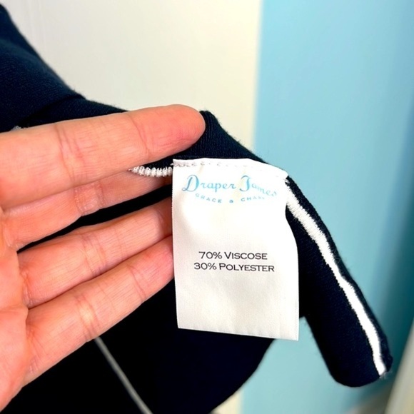 Draper James - Navy Fit & Flare With Scalloped Detail Pleated MIDI Dress Size XS - Picture 10 of 12